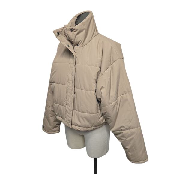 THE FIFTH LABEL Remake Puffer Tan Cropped Bomber Jacket Size Small / US 4 - Picture 8 of 9